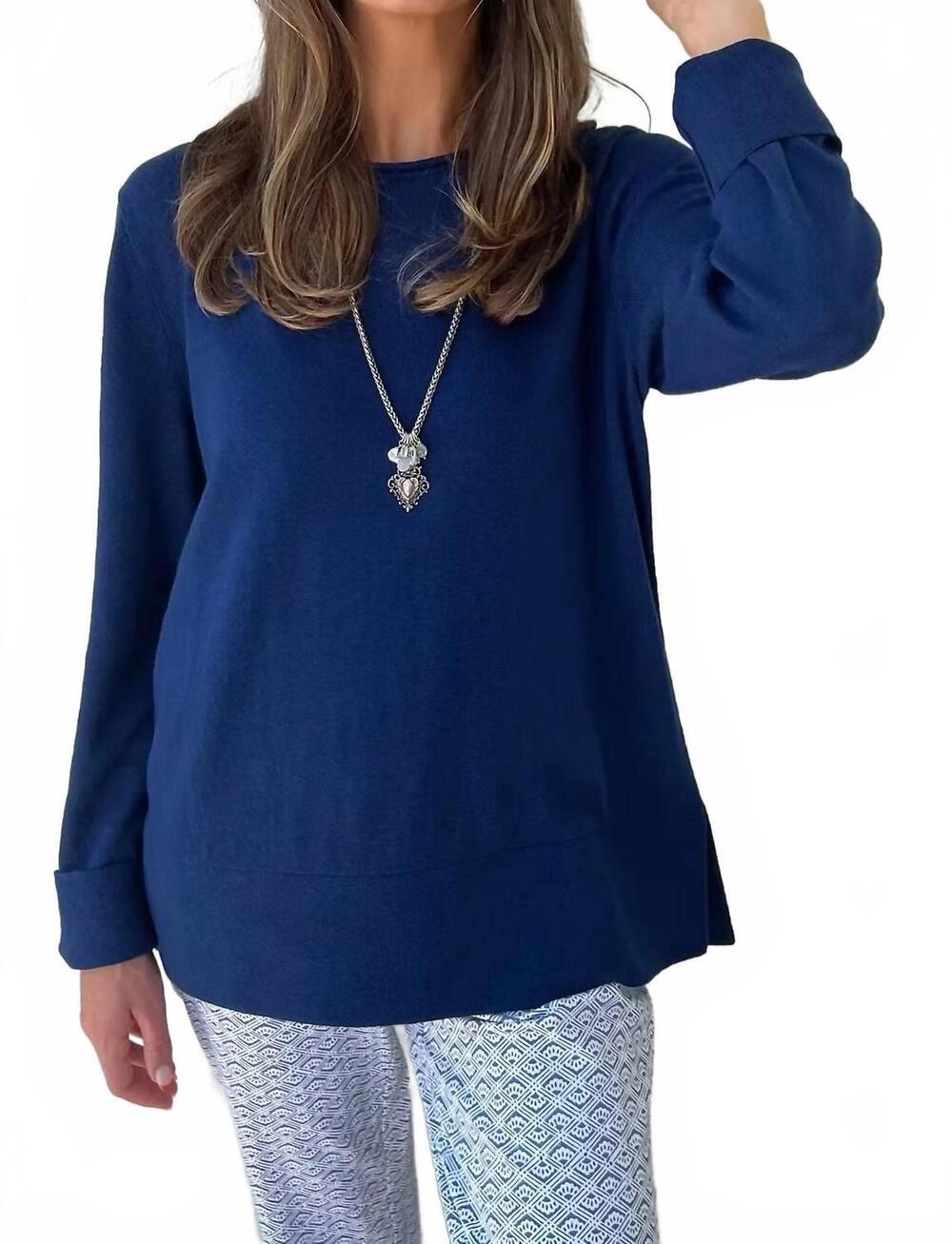 NEW SIGRID OLSEN cotton printed pants in navy